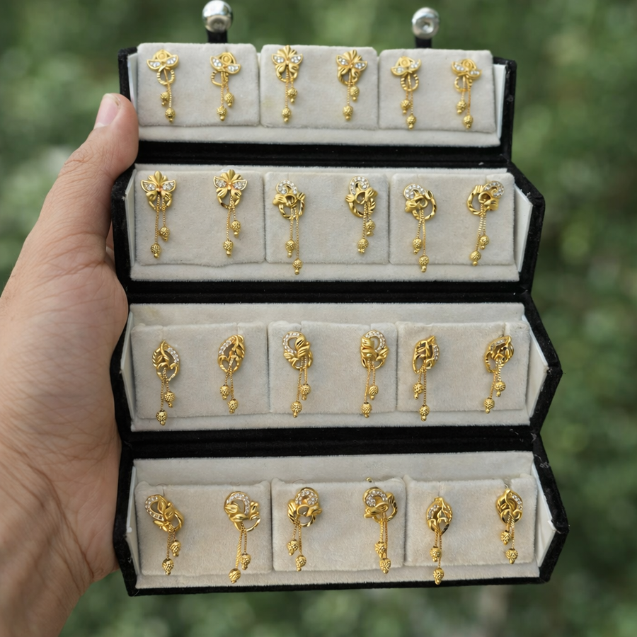 12 Golden Petal Earring With Premium Box