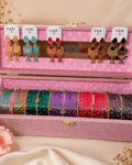 Premium Bangle box With Colorful Jhumkas ( 60 Diamond Bangles + 10 Ghungrro Bangles + 5 colorful Jhumka )