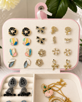 All In One Jewellery Mystery Box With Photo  ( 10 set Korean Earrings + 2 set Oxidise Jhumke + 1 Kashmiri Watch + 3 Anti Tranish Necklace + 1 Bracelet )