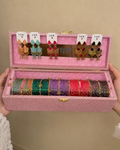 Premium Bangle box With Colorful Jhumkas ( 60 Diamond Bangles + 10 Ghungrro Bangles + 5 colorful Jhumka )