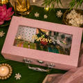 Sawan Special Premium Hamper With Name ( 60 diamond bangles + 11 Ghungroo Bangles + Bindi + Mehndi + Nail Paint + 2 jhumka + Sindur + Light )