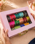 Premium  Bangle  Box With Name (180 Bangles + 33 Ghungroo Bangles + Light)