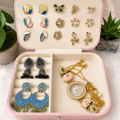 All In One Jewellery Mystery Box With Photo  ( 10 set Korean Earrings + 2 set Oxidise Jhumke + 1 Kashmiri Watch + 3 Anti Tranish Necklace + 1 Bracelet )