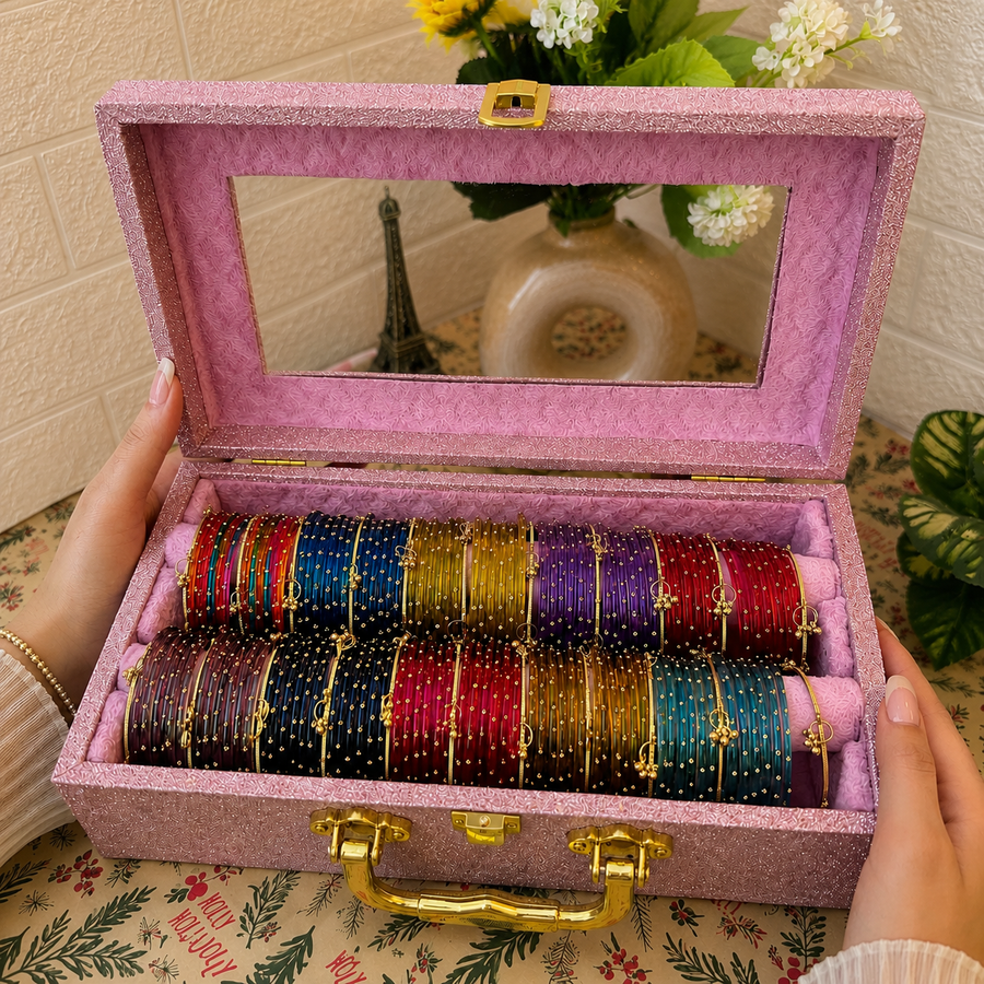 Viral Diamond Bangle Box With Name ( 120 Diamond Bangles + 20 Ghungroo Bangles )