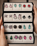 Set Of 12 Oxidized Stud Earrings With Premium  Jewelry Box