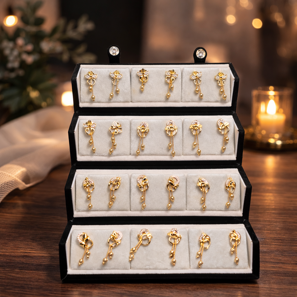 12 Golden Petal Earring With Premium Box