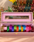 Openable Peacock Kada Bangles With 12 Set Multicolour Bangles