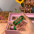 Openable Peacock Kada Bangles With 12 Set Multicolour Bangles