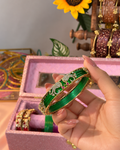 Openable Peacock Kada Bangles With 12 Set Multicolour Bangles