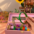 Openable Peacock Kada Bangles With 12 Set Multicolour Bangles