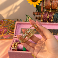 Openable Peacock Kada Bangles With 12 Set Multicolour Bangles