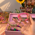Openable Peacock Kada Bangles With 12 Set Multicolour Bangles