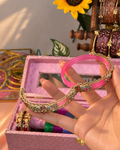 Openable Peacock Kada Bangles With 12 Set Multicolour Bangles