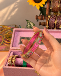 Openable Peacock Kada Bangles With 12 Set Multicolour Bangles