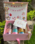Kashmiri Birthday Hamper For Her ( 144 diamond bangles + 16 ghungroo bangles + 1 set kashmiri jhumka + 1 kashmiri watch + birthday card)